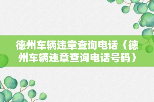 德州车辆违章查询电话（德州车辆违章查询电话号码）