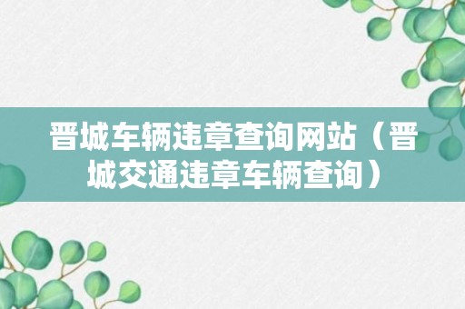 晋城车辆违章查询网站（晋城交通违章车辆查询）