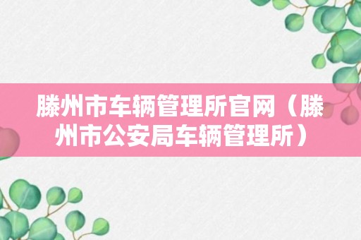 滕州市车辆管理所官网（滕州市公安局车辆管理所）