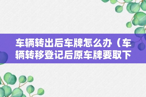 车辆转出后车牌怎么办（车辆转移登记后原车牌要取下）