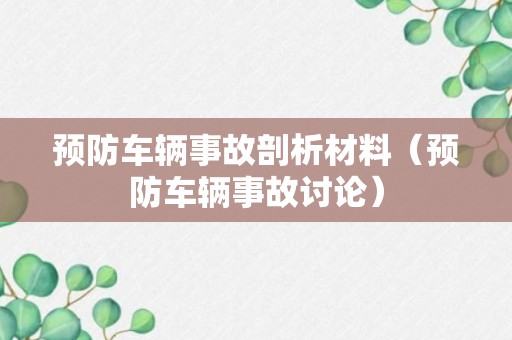 预防车辆事故剖析材料（预防车辆事故讨论）