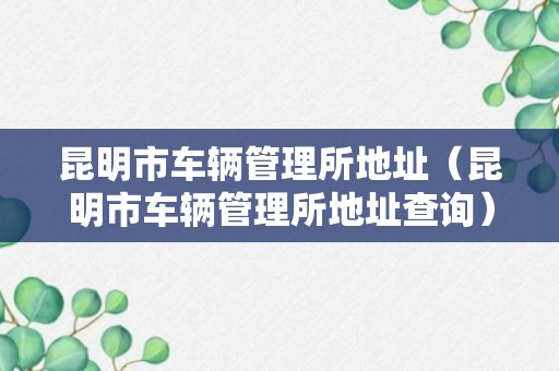 昆明市车辆管理所地址（昆明市车辆管理所地址查询）