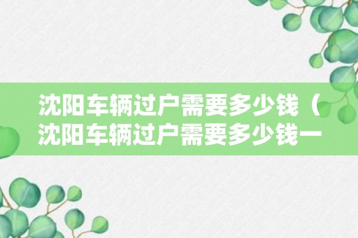 沈阳车辆过户需要多少钱（沈阳车辆过户需要多少钱一辆）