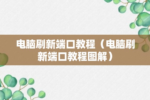 电脑刷新端口教程（电脑刷新端口教程图解）