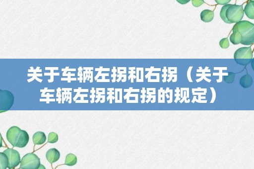 关于车辆左拐和右拐（关于车辆左拐和右拐的规定）