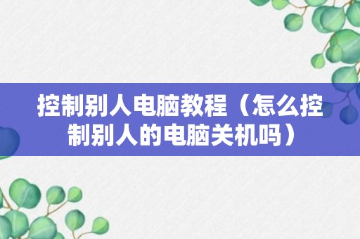 控制别人电脑教程（怎么控制别人的电脑关机吗）