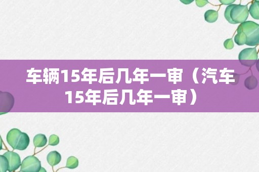 车辆15年后几年一审（汽车15年后几年一审）