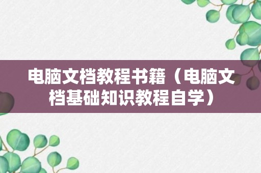 电脑文档教程书籍（电脑文档基础知识教程自学）