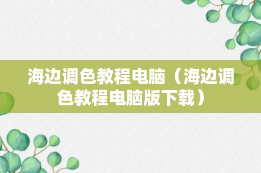 海边调色教程电脑（海边调色教程电脑版下载）