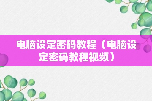 电脑设定密码教程（电脑设定密码教程视频）