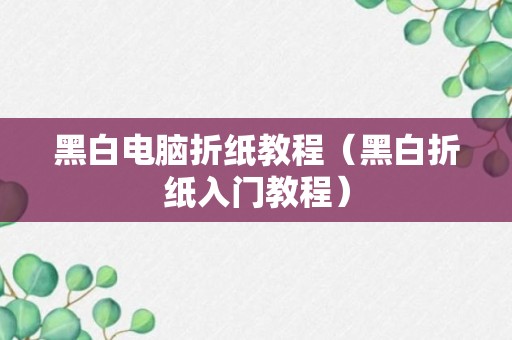 黑白电脑折纸教程（黑白折纸入门教程）