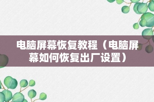 电脑屏幕恢复教程（电脑屏幕如何恢复出厂设置）