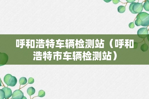 呼和浩特车辆检测站（呼和浩特市车辆检测站）