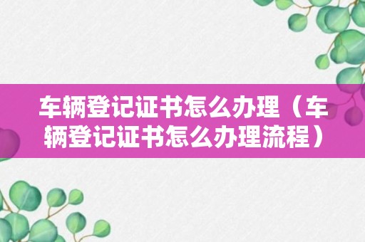 车辆登记证书怎么办理（车辆登记证书怎么办理流程）