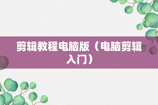 剪辑教程电脑版（电脑剪辑入门）