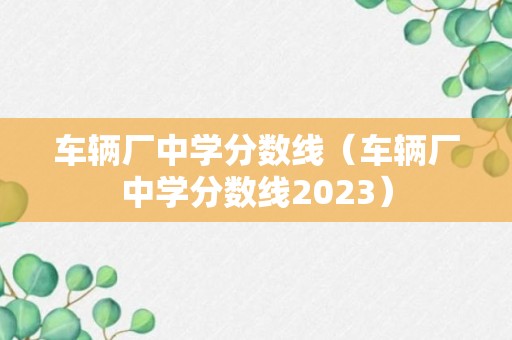 车辆厂中学分数线（车辆厂中学分数线2023）