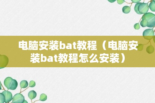 电脑安装bat教程（电脑安装bat教程怎么安装）