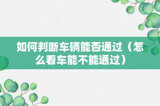 如何判断车辆能否通过（怎么看车能不能通过）