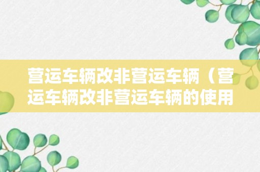 营运车辆改非营运车辆（营运车辆改非营运车辆的使用年限）