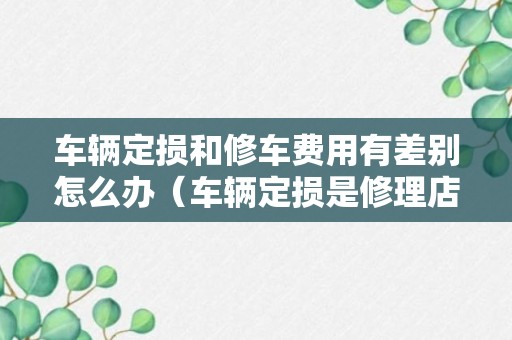 车辆定损和修车费用有差别怎么办（车辆定损是修理店定吗）