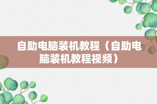 自助电脑装机教程（自助电脑装机教程视频）