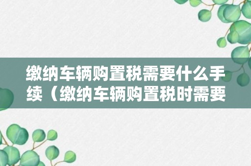 缴纳车辆购置税需要什么手续（缴纳车辆购置税时需要准备的资料有哪些）