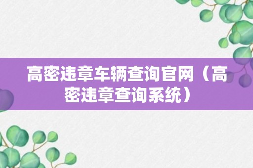 高密违章车辆查询官网（高密违章查询系统）