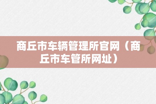 商丘市车辆管理所官网（商丘市车管所网址）