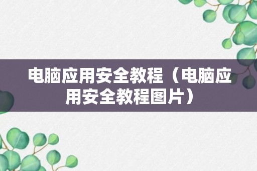 电脑应用安全教程（电脑应用安全教程图片）