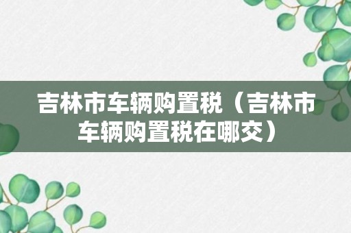 吉林市车辆购置税（吉林市车辆购置税在哪交）