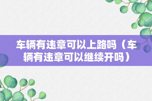 车辆有违章可以上路吗（车辆有违章可以继续开吗）