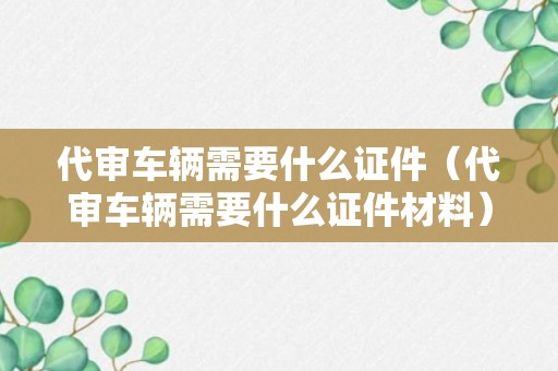 代审车辆需要什么证件（代审车辆需要什么证件材料）