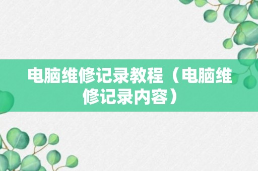 电脑维修记录教程（电脑维修记录内容）