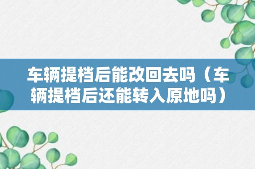 车辆提档后能改回去吗（车辆提档后还能转入原地吗）