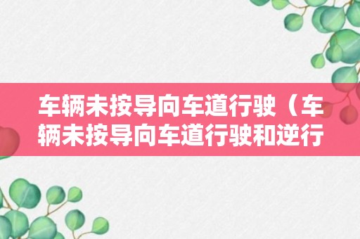 车辆未按导向车道行驶（车辆未按导向车道行驶和逆行怎么罚）