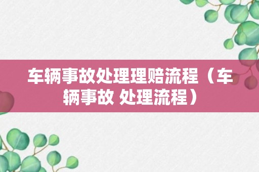 车辆事故处理理赔流程（车辆事故 处理流程）