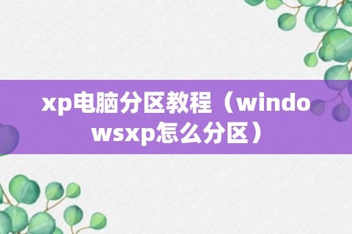 xp电脑分区教程（windowsxp怎么分区）