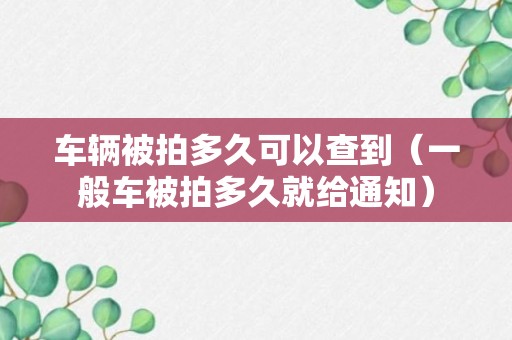 车辆被拍多久可以查到（一般车被拍多久就给通知）