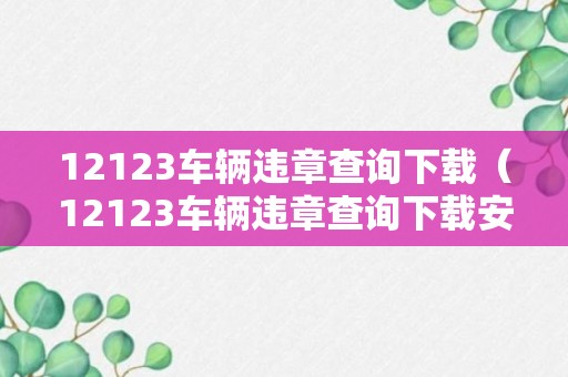 12123车辆违章查询下载（12123车辆违章查询下载安装）