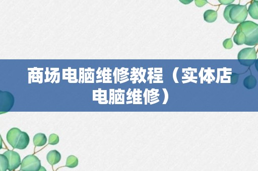 商场电脑维修教程（实体店电脑维修）