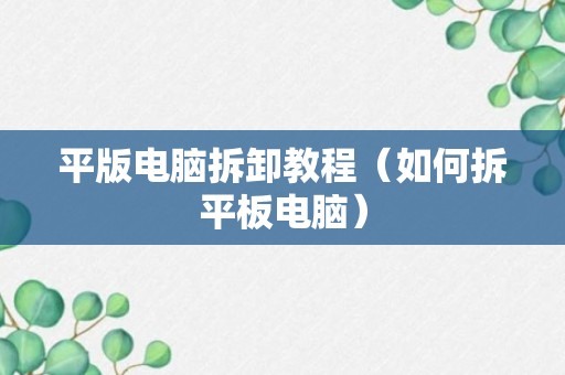 平版电脑拆卸教程（如何拆平板电脑）