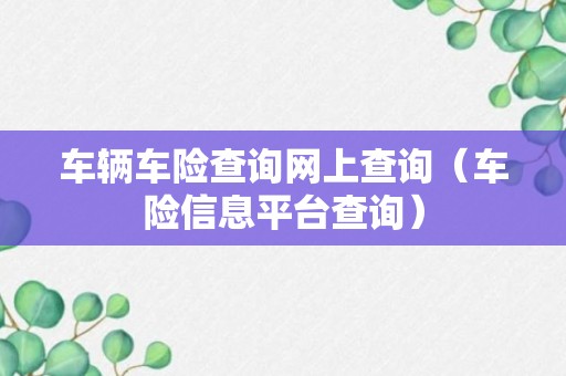 车辆车险查询网上查询（车险信息平台查询）