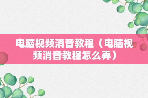 电脑视频消音教程（电脑视频消音教程怎么弄）