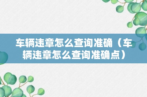 车辆违章怎么查询准确（车辆违章怎么查询准确点）