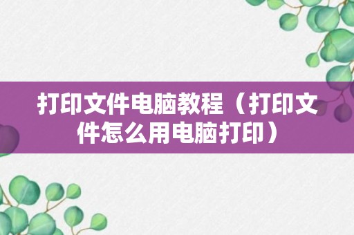 打印文件电脑教程（打印文件怎么用电脑打印）