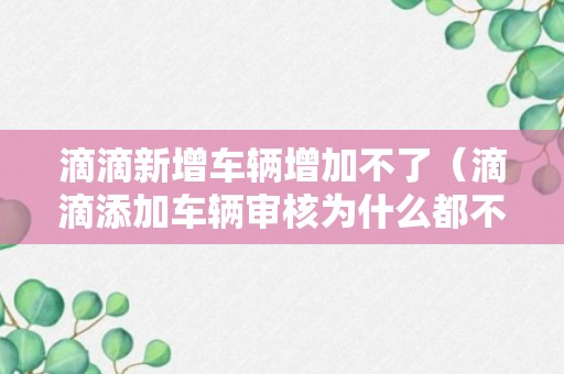 滴滴新增车辆增加不了（滴滴添加车辆审核为什么都不通过）