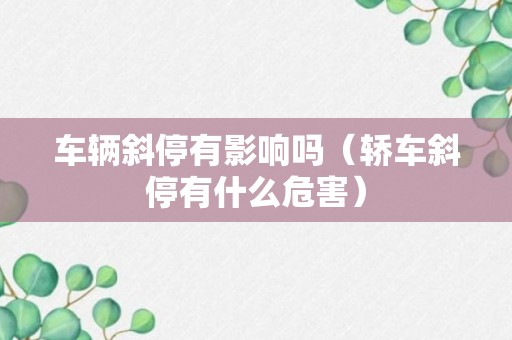 车辆斜停有影响吗（轿车斜停有什么危害）