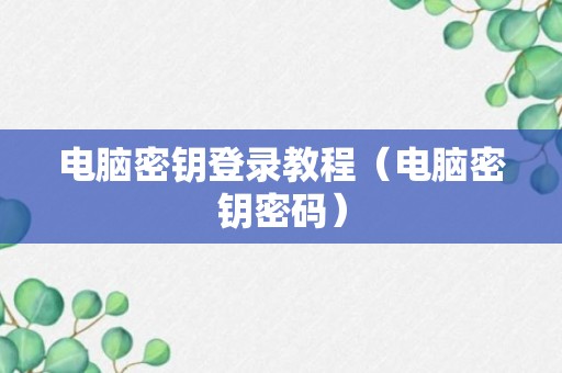 电脑密钥登录教程（电脑密钥密码）