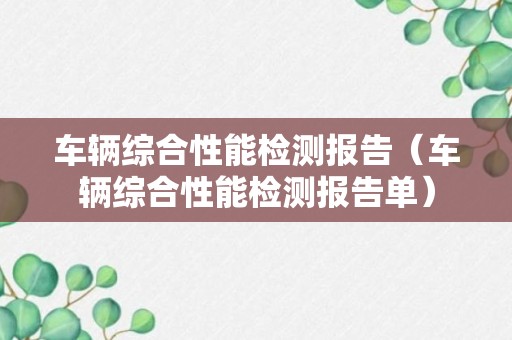 车辆综合性能检测报告（车辆综合性能检测报告单）