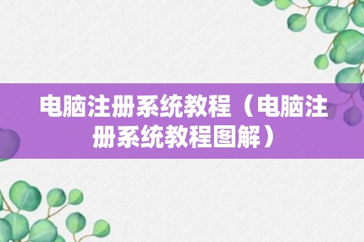 电脑注册系统教程（电脑注册系统教程图解）